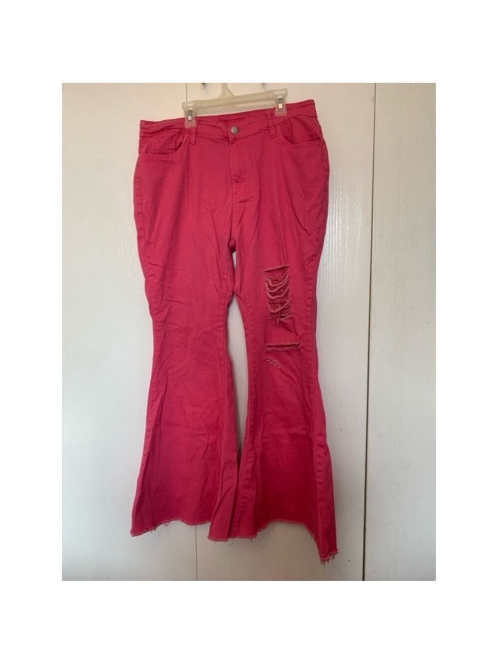 Women's Unbranded Jeans 2XL Pink Distressed Flare Leg
